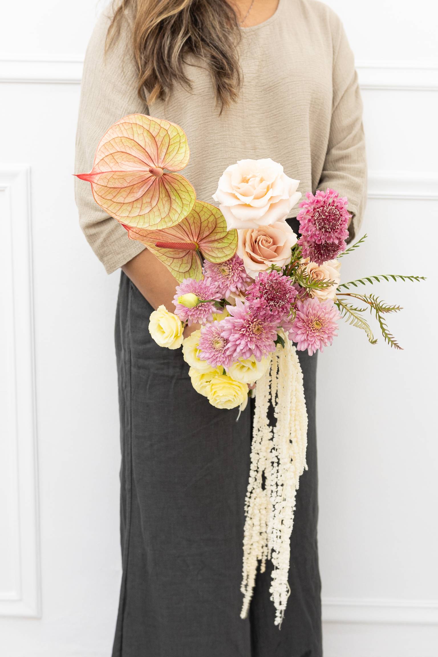 Ramo pastel con anthurium